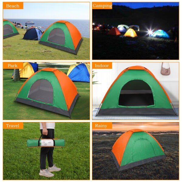 Double Layered Orange Green Tent - Image 6