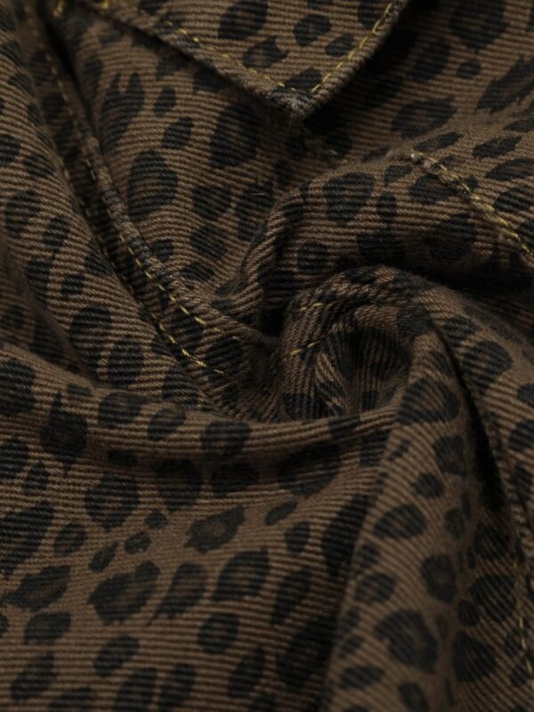 StellarWear Men's Leopard Print Cargo Denim Shorts - Image 4