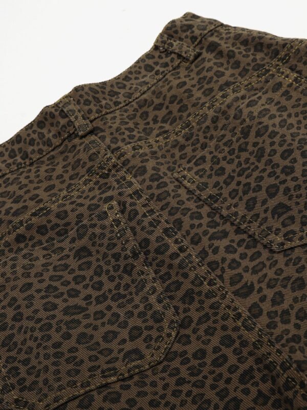 StellarWear Men's Leopard Print Cargo Denim Shorts - Image 5