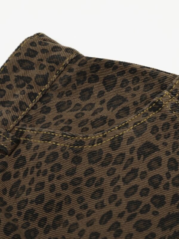 StellarWear Men's Leopard Print Cargo Denim Shorts - Image 7