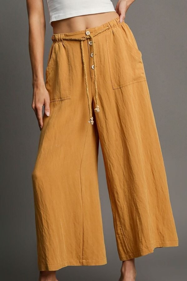 Umgee USA Umgee Full Size Rope Drawstring Wide Leg Pants Plus Size