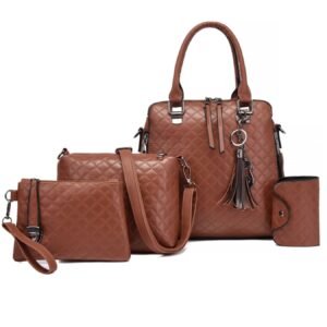 Yeppi 4-Piece PU Leather Bag Set with Tassel Detail