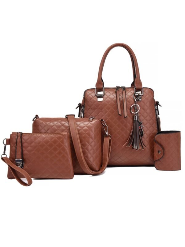 Yeppi 4-Piece PU Leather Bag Set with Tassel Detail