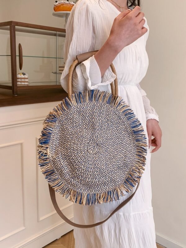 Yeppi Round Woven Straw Tassel Handbag