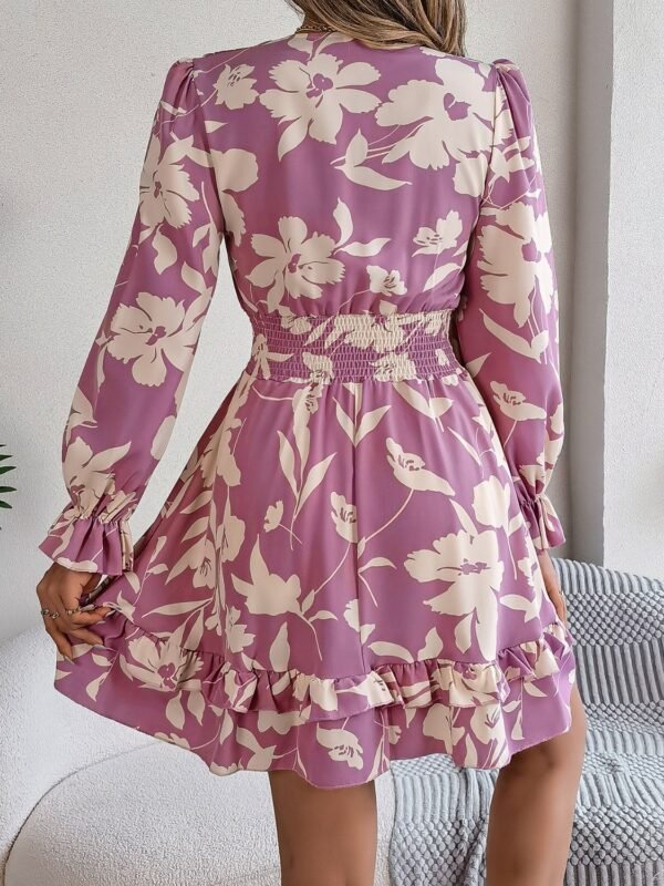 Bold & Beyond Tied Ruffled Printed Long Sleeve Dress - Image 2