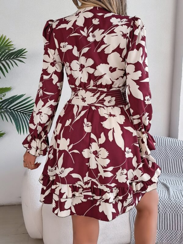 Bold & Beyond Tied Ruffled Printed Long Sleeve Dress - Image 4