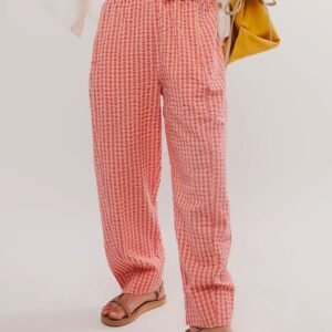 Becoming June Plaid Elastic Waist Pants