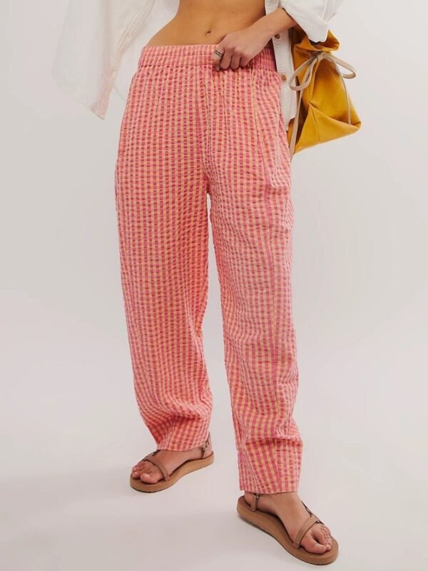 Becoming June Plaid Elastic Waist Pants