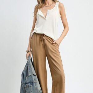 Umgee Wide Leg Drawstring Pants