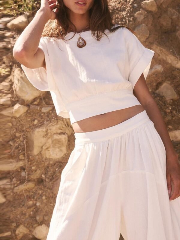 Obligated Round Neck Top and Wide Leg Pants Set - Image 3