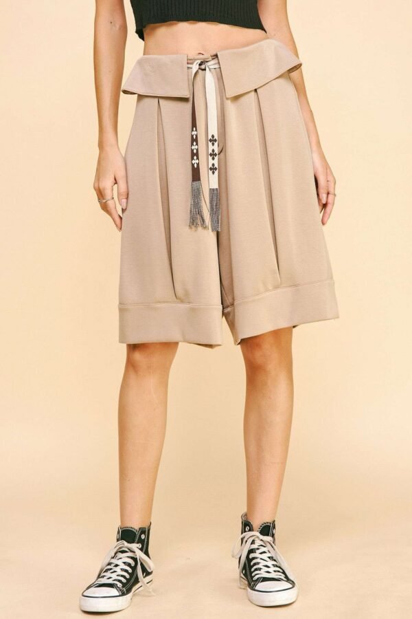 Davi & Dani Fold Over Waist Band Strap Detail Short - Image 10