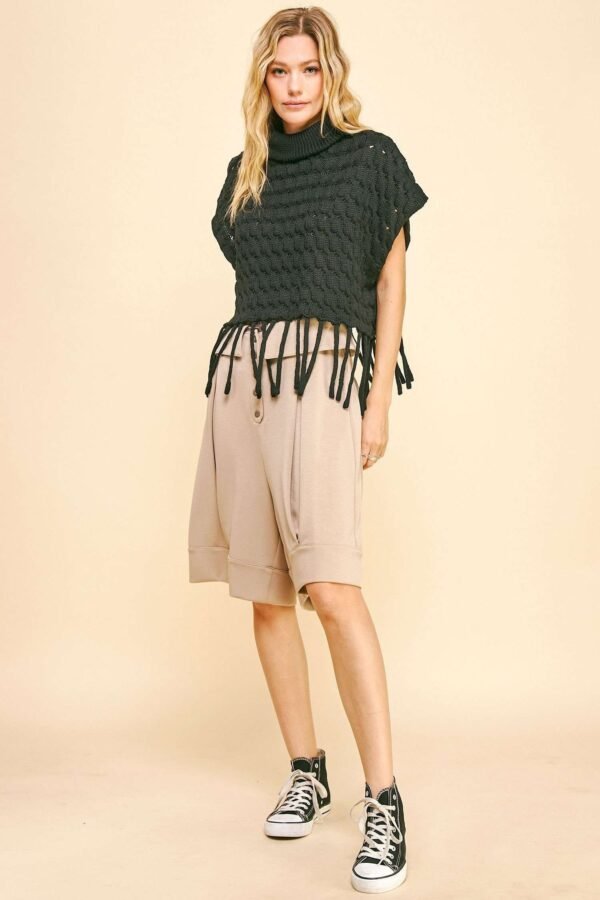 Davi & Dani Fold Over Waist Band Strap Detail Short - Image 9