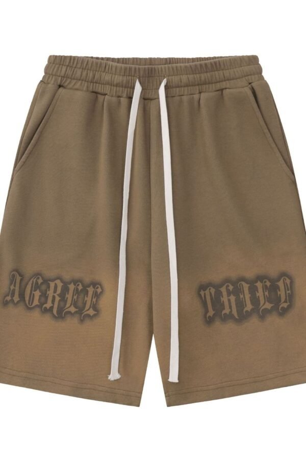 Sleek Edge Men's Letter Print Drawstring Shorts - Image 2