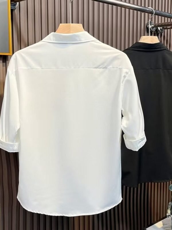 Vivid Style Men's Plus Size Knit Panel Short Sleeve Shirt - Image 2