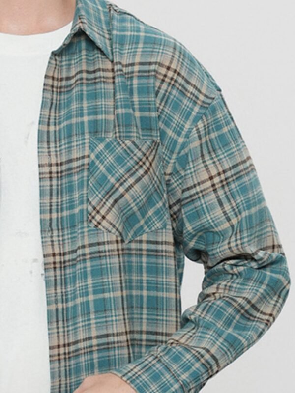 Sleek Edge Men's Plaid Button Down Long Sleeve Shirt - Image 3