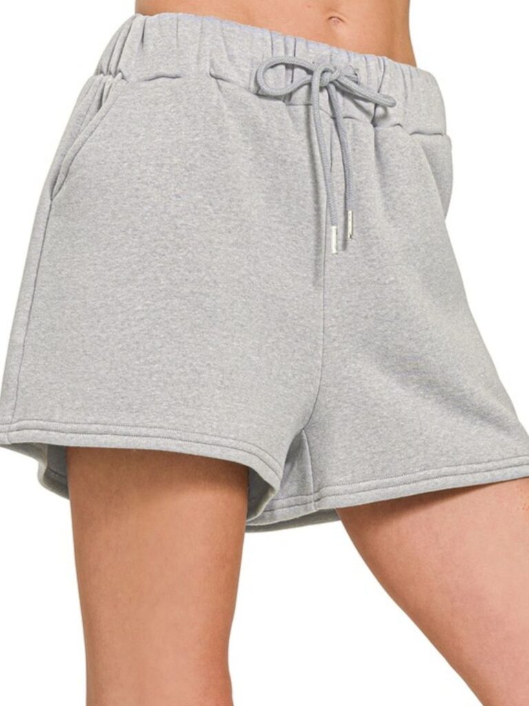 Zenana Zenana Fleece Drawstring Short Pants With Pockets