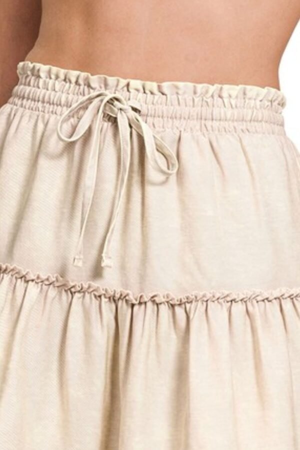 Tencel Washed Tiered Mini Skirts - Image 3