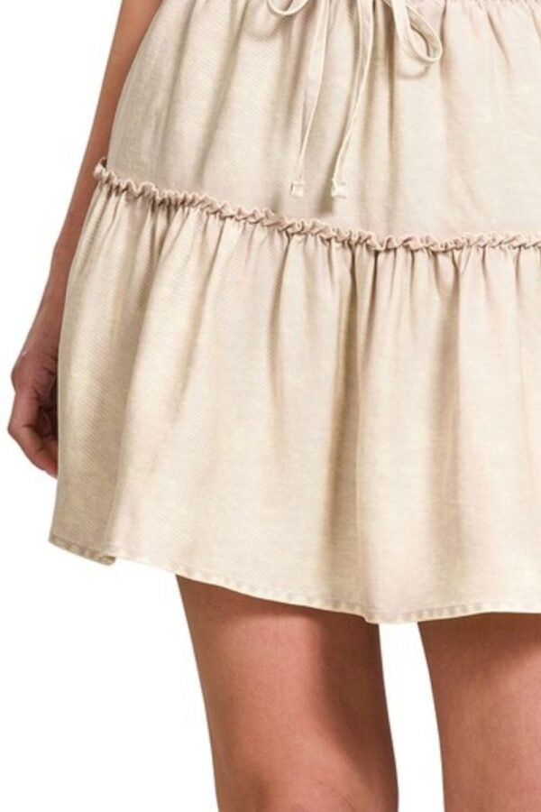 Tencel Washed Tiered Mini Skirts - Image 2