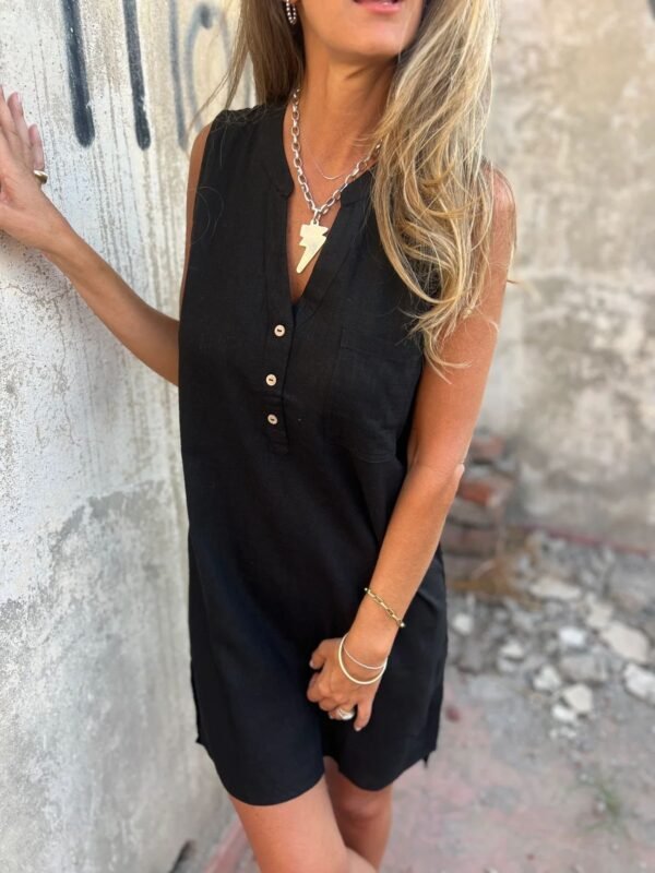 Full Size Notched Sleeveless Mini Dress Plus Size - Image 4