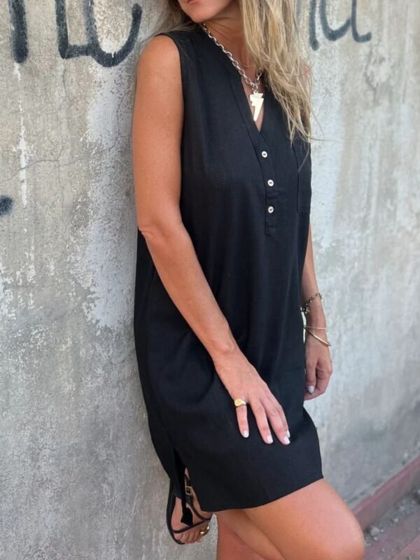 Full Size Notched Sleeveless Mini Dress Plus Size - Image 6