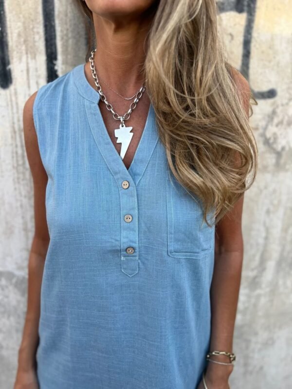 Full Size Notched Sleeveless Mini Dress Plus Size - Image 8