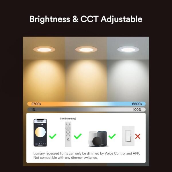 Wi-Fi Smart Canless Recessed Lighting 6 inch 4 PCS - Image 4