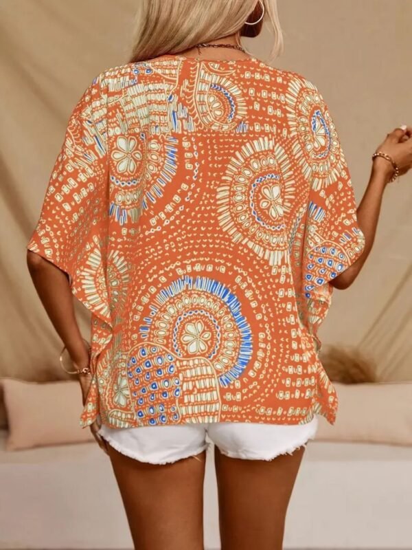 MeadowGlow Printed V-Neck Half Sleeve Top - Image 4