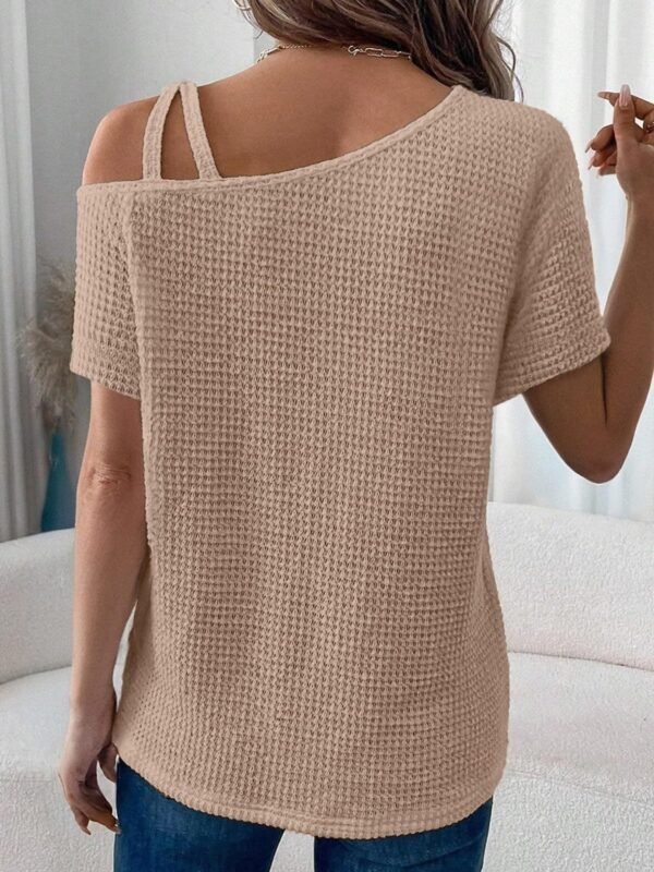 Ash Memory Asymmetrical Neck Short Sleeve T-Shirt - Image 2