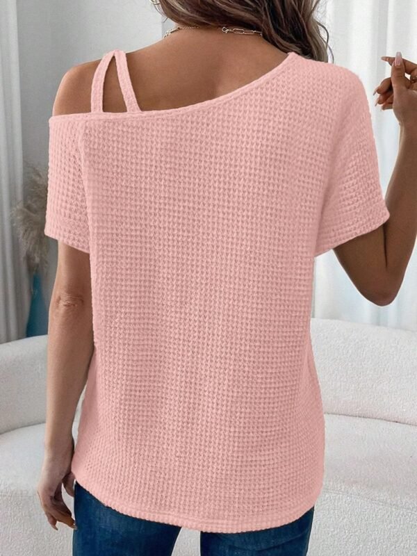 Ash Memory Asymmetrical Neck Short Sleeve T-Shirt - Image 11