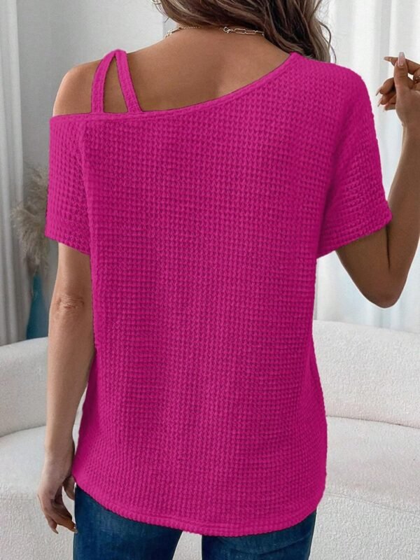 Ash Memory Asymmetrical Neck Short Sleeve T-Shirt - Image 5