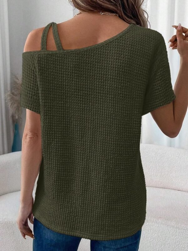 Ash Memory Asymmetrical Neck Short Sleeve T-Shirt - Image 7