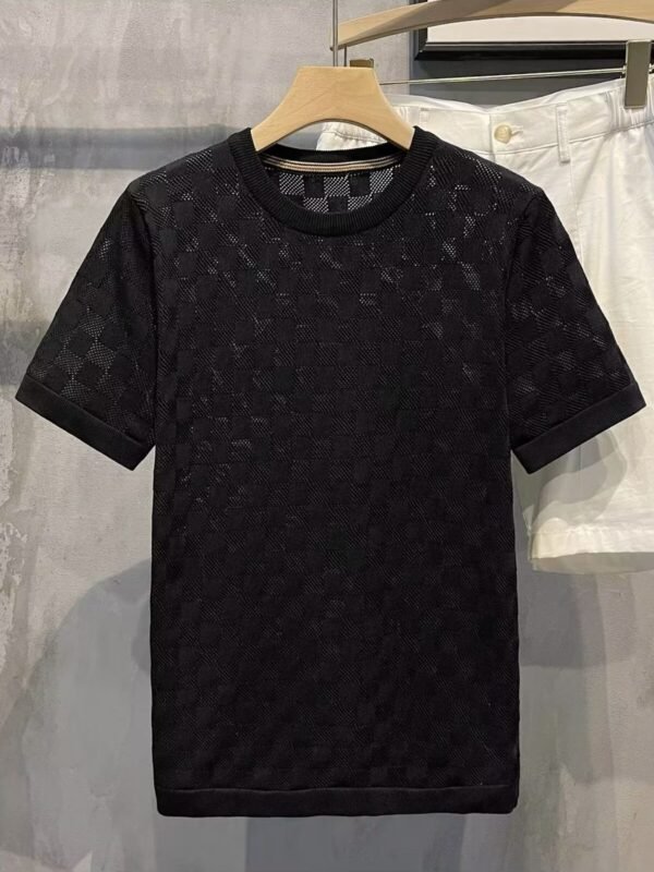 Vivid Style Men's Full Size Checkered Round Neck Short Sleeve T-Shirt Plus Size - Image 2