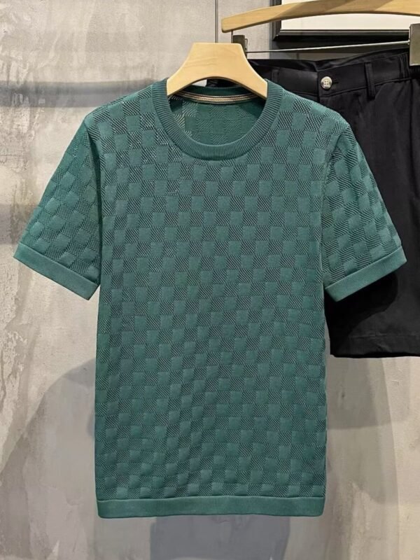 Vivid Style Men's Full Size Checkered Round Neck Short Sleeve T-Shirt Plus Size - Image 4