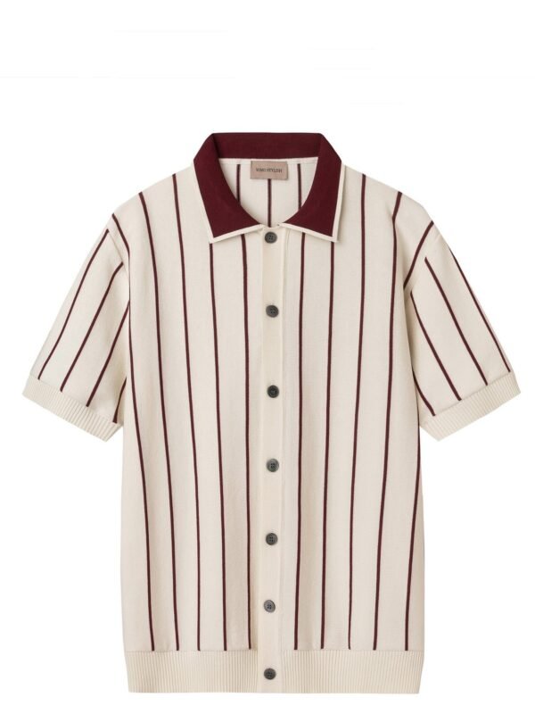 Full Size Striped Button Up Top Plus Size
