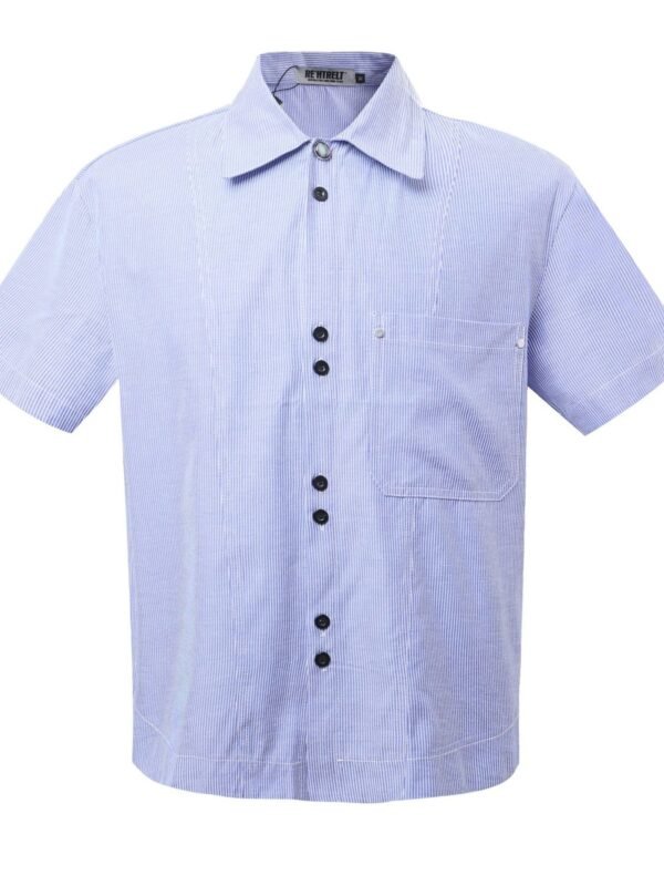 TrendMaster Men's Buttone Down Short Sleeve Striped Shirt - Image 3