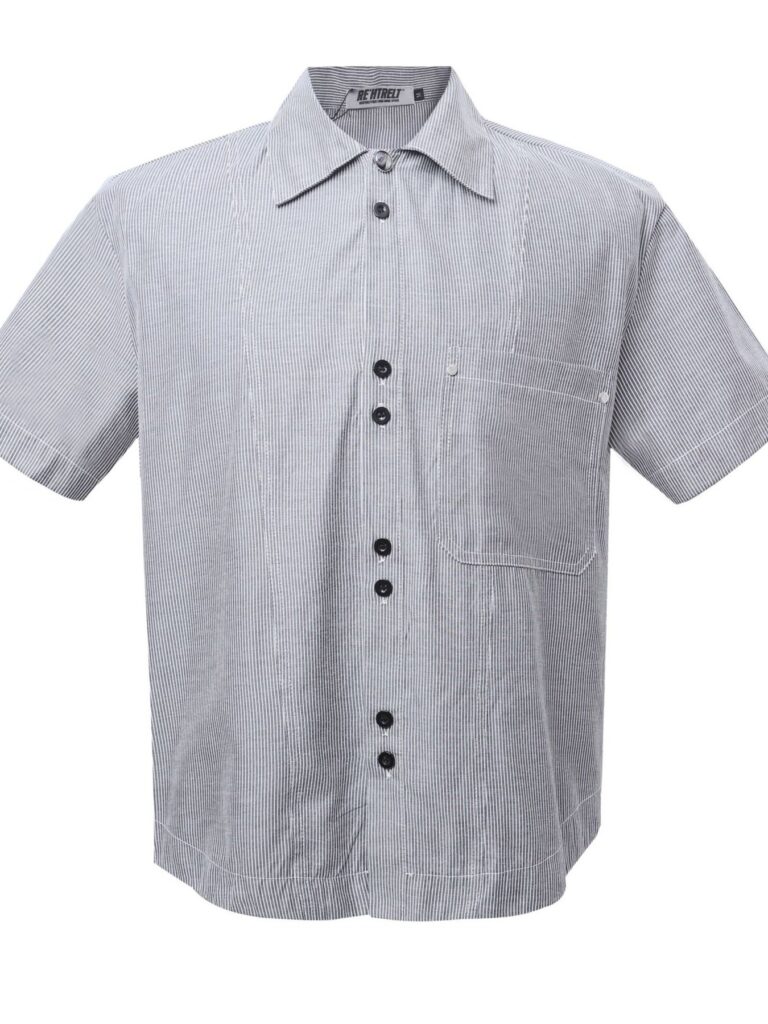 TrendMaster Men's Buttone Down Short Sleeve Striped Shirt