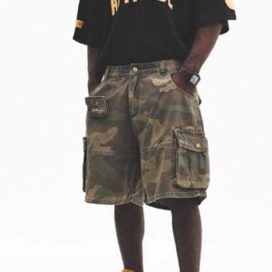 EliteGear Men's Plus Size Camo Cargo Shorts with Multiple Pockets