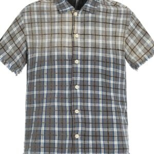 TrendMaster Men's Frayed Hem Plaid Check Short Sleeve Shirt
