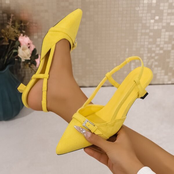 Classy Ballet Flats Point Toe Kitten Heels Pumps - Image 3