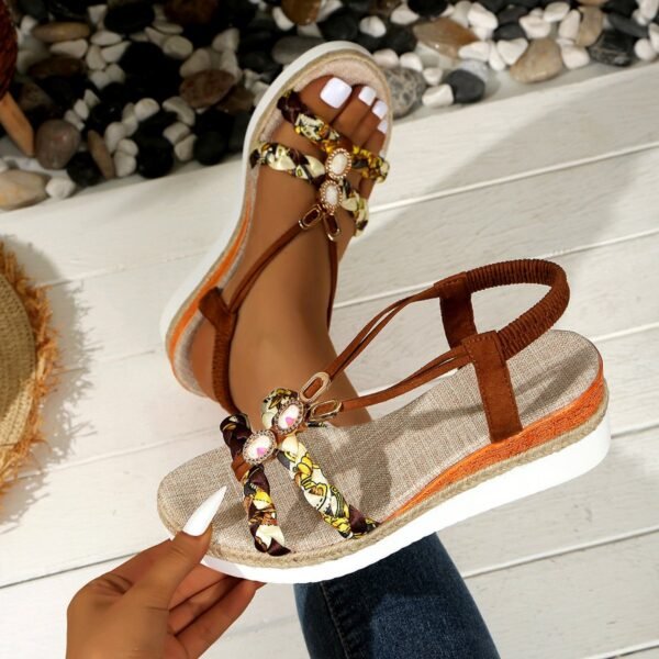 Classy Ballet Flats Open Toe Wedge Sandals - Image 4
