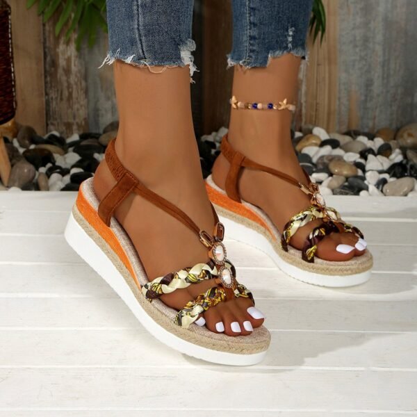 Classy Ballet Flats Open Toe Wedge Sandals - Image 2