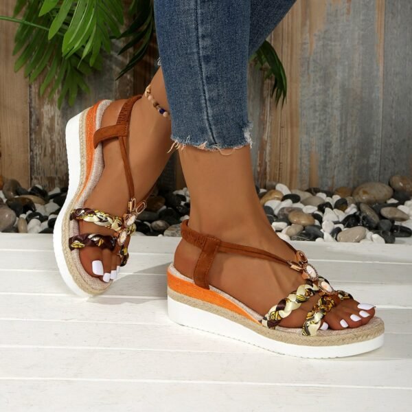 Classy Ballet Flats Open Toe Wedge Sandals - Image 3