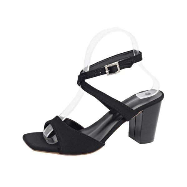 Classy Ballet Flats Open Toe Block Heels Sandals - Image 3