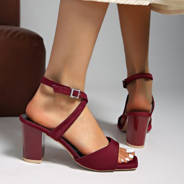 Classy Ballet Flats Open Toe Block Heels Sandals - Image 5