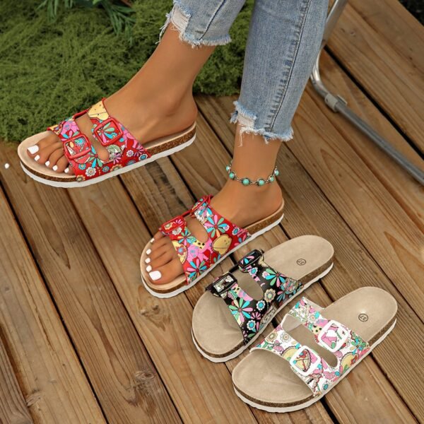 Delicate Kicks Printed Double Buckle Sandals - Image 5