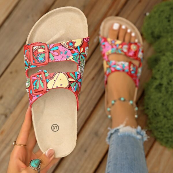Delicate Kicks Printed Double Buckle Sandals - Image 6