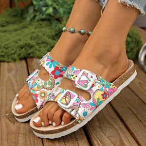 Delicate Kicks Printed Double Buckle Sandals