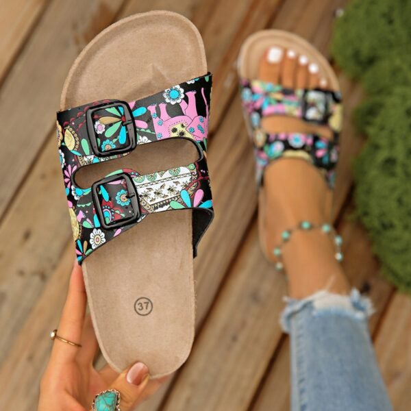 Delicate Kicks Printed Double Buckle Sandals - Image 3