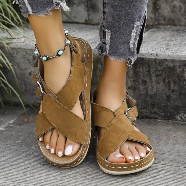 Classy Ballet Flats Open Toe Platform Sandals - Image 3