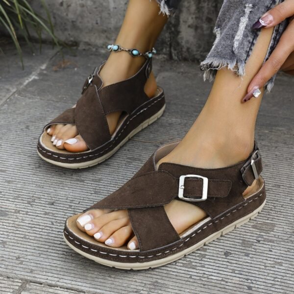 Classy Ballet Flats Open Toe Platform Sandals - Image 4